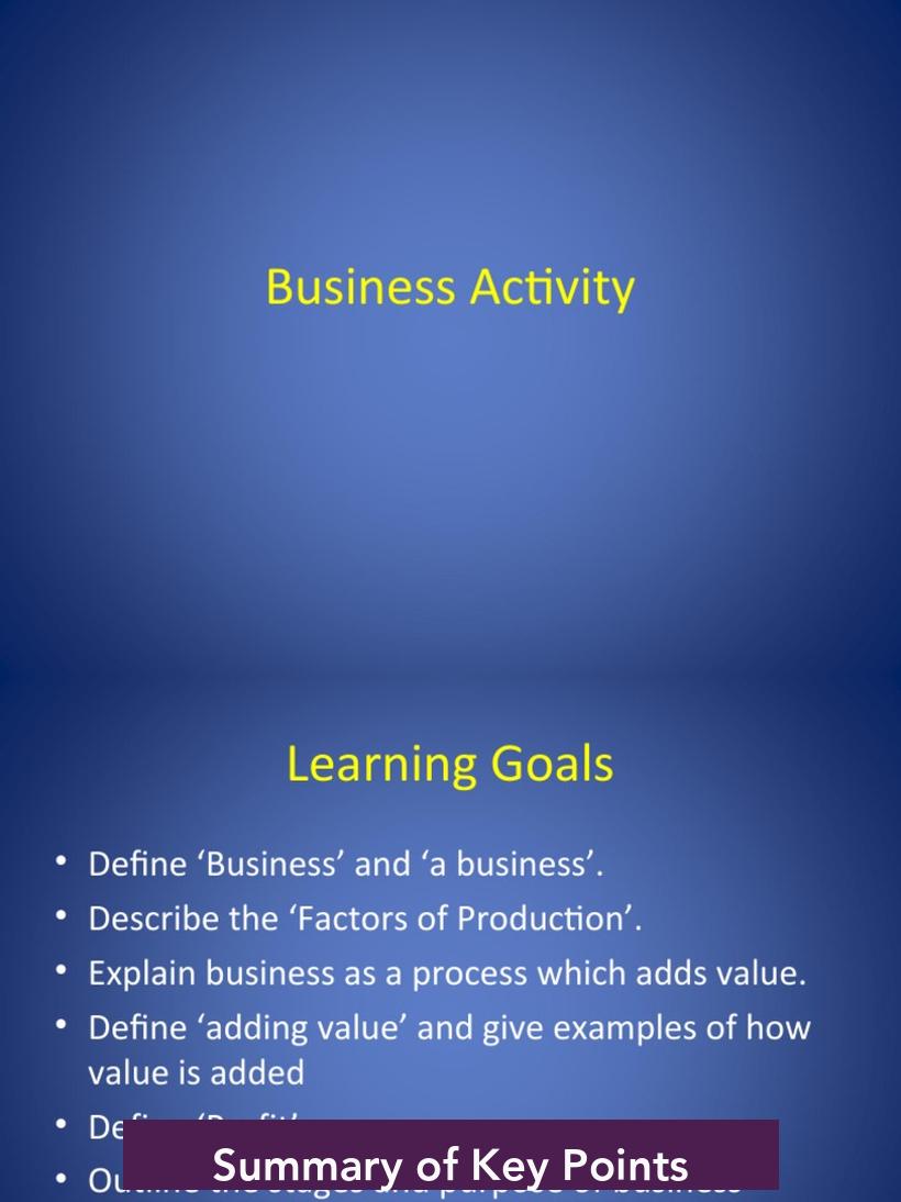 Summary of Key Points