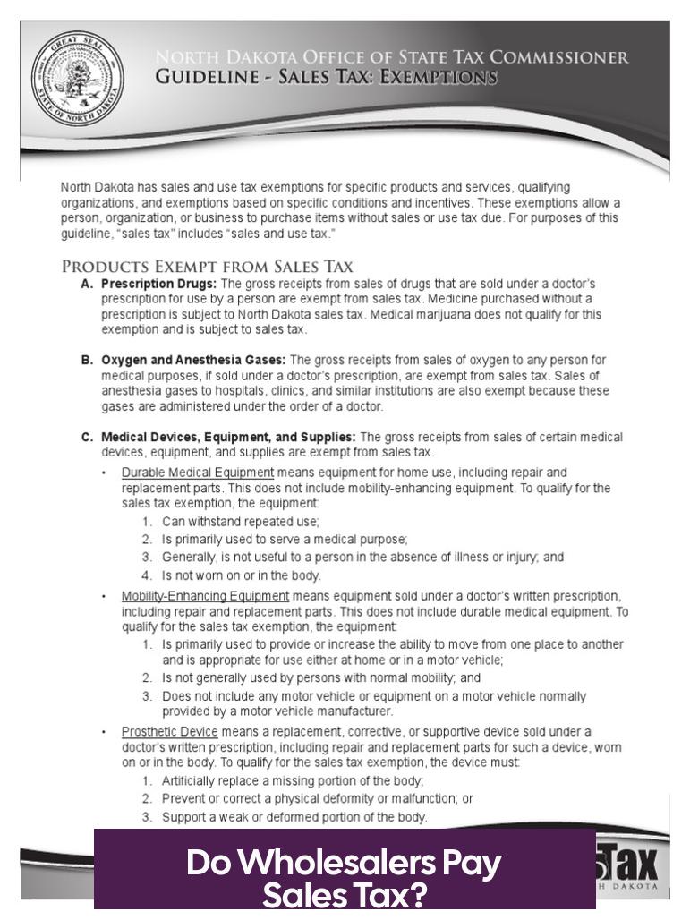 Do Wholesalers Pay Sales Tax?