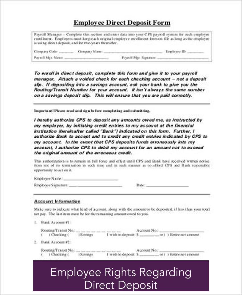 Employee Rights Regarding Direct Deposit
