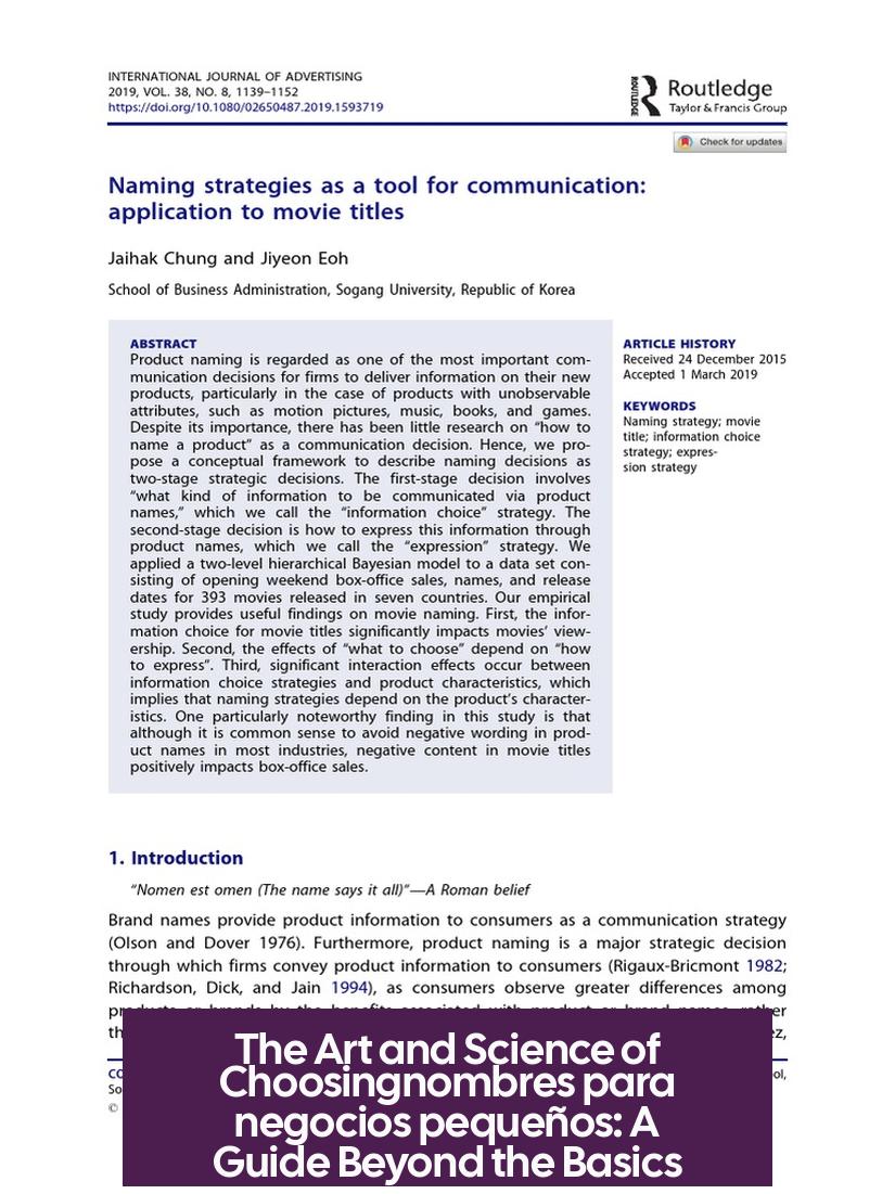 The Art and Science of Choosingnombres para negocios pequeños: A Guide Beyond the Basics