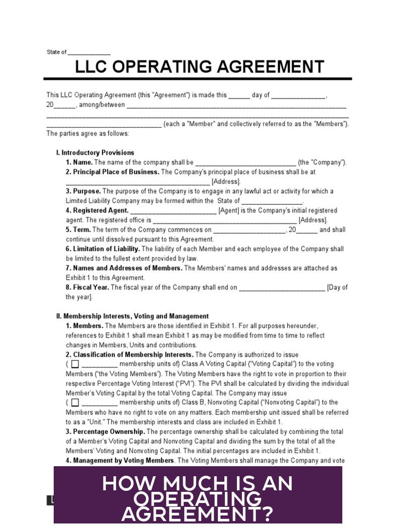 How Much Is an Operating Agreement?