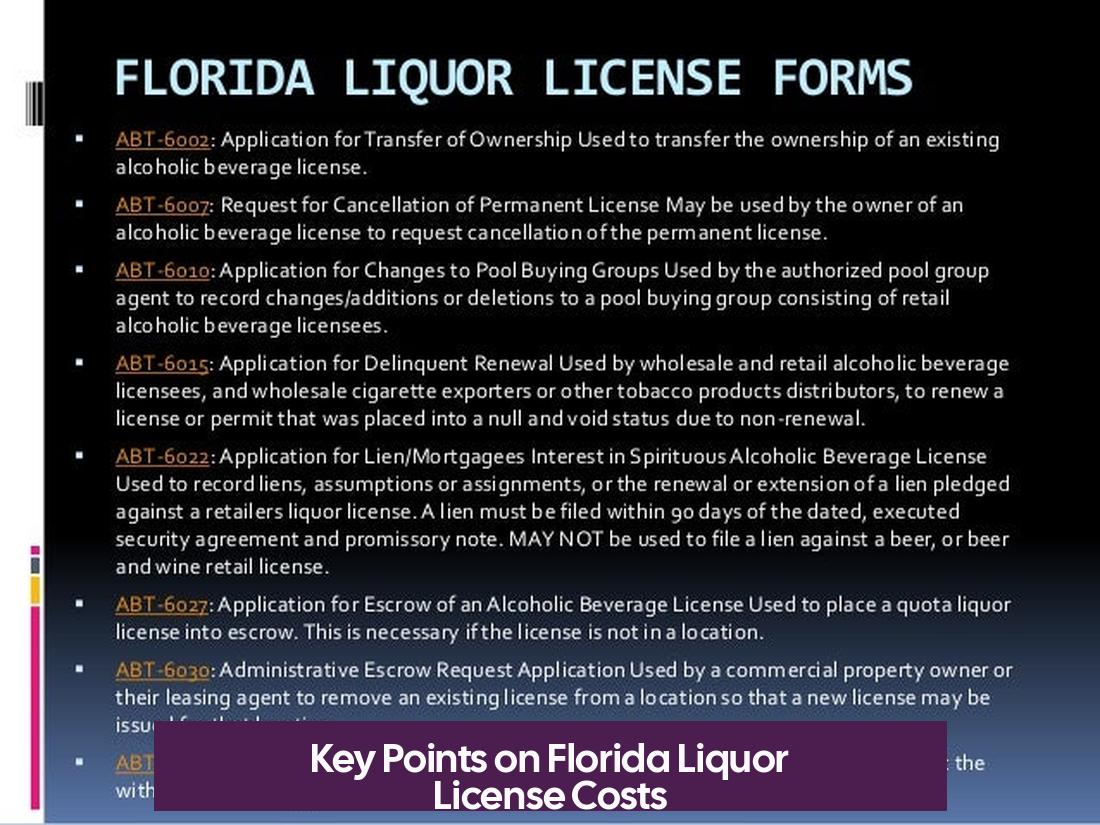 Key Points on Florida Liquor License Costs