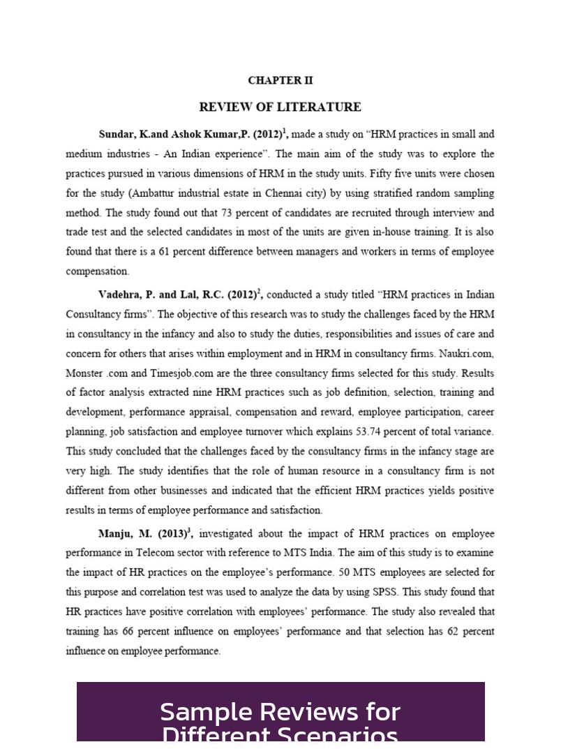 Sample Reviews for Different Scenarios