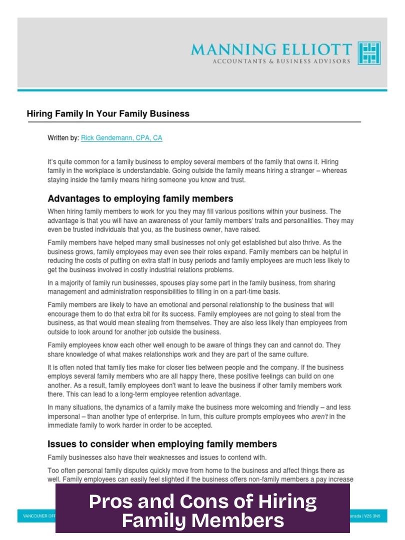 Pros and Cons of Hiring Family Members