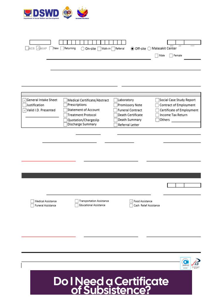Do I Need a Certificate of Subsistence?