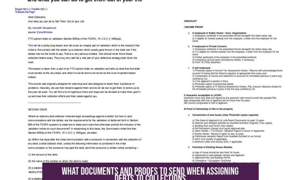 What Documents and Proofs to Send When Assigning Debts to Collections