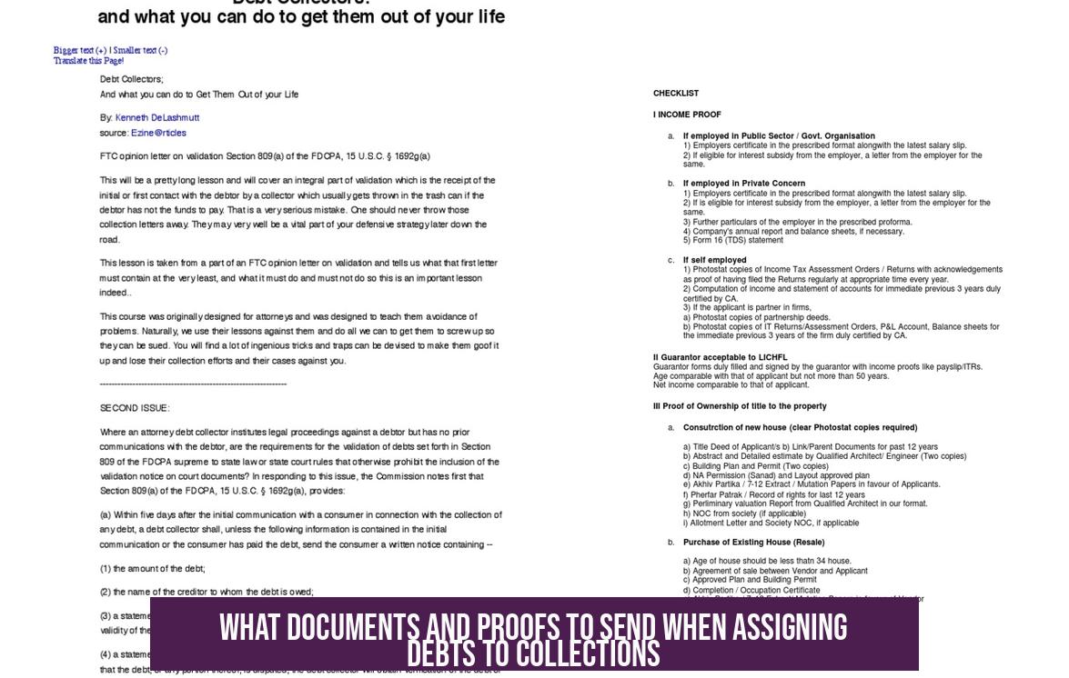 What Documents and Proofs to Send When Assigning Debts to Collections